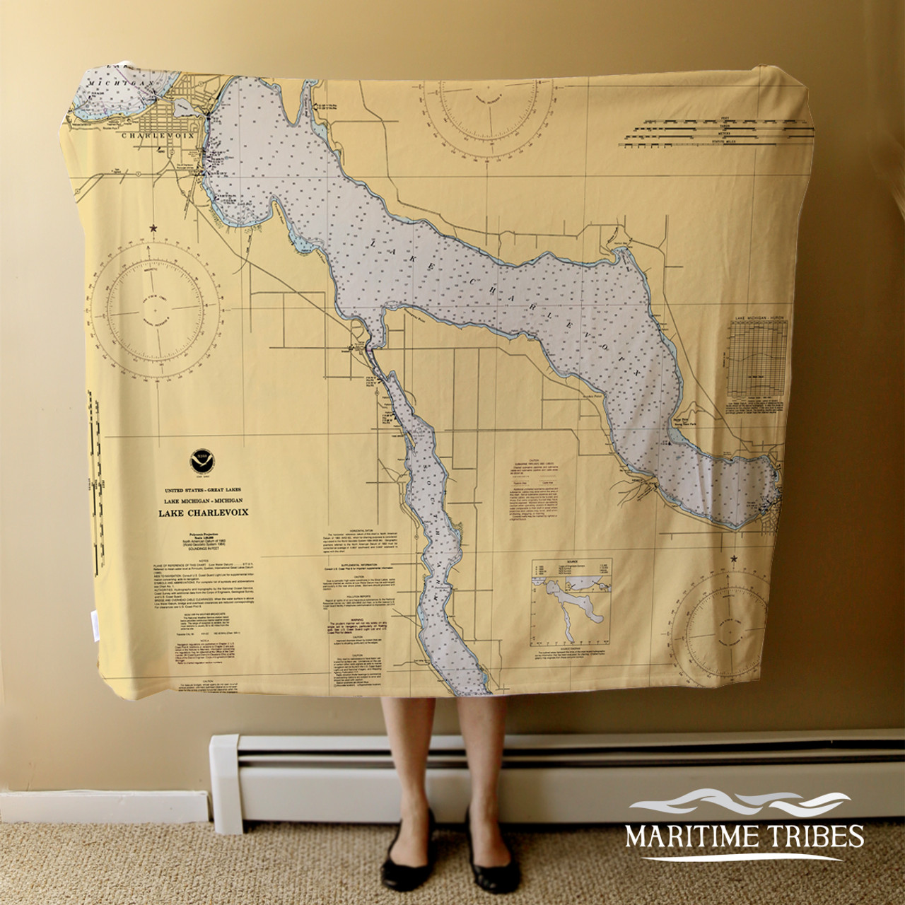 Nautical Chart Blanket - Lake Charlevoix, MI