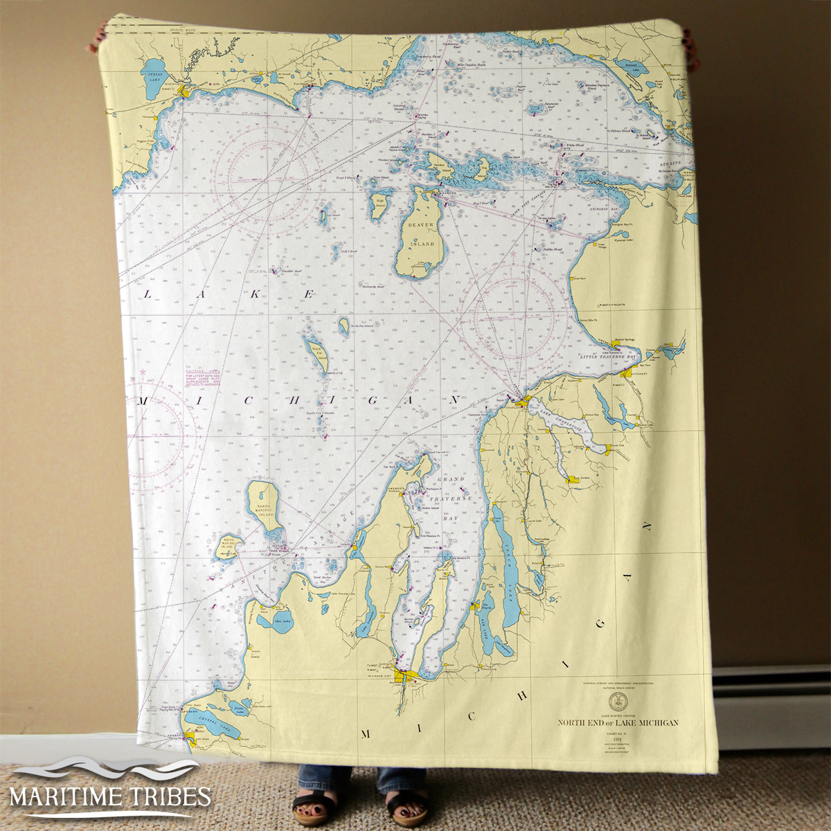 Nautical Chart Blanket North End of Lake Michigan