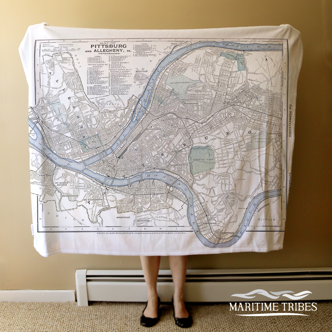 Nautical Chart Blanket - Pittsburgh, PA