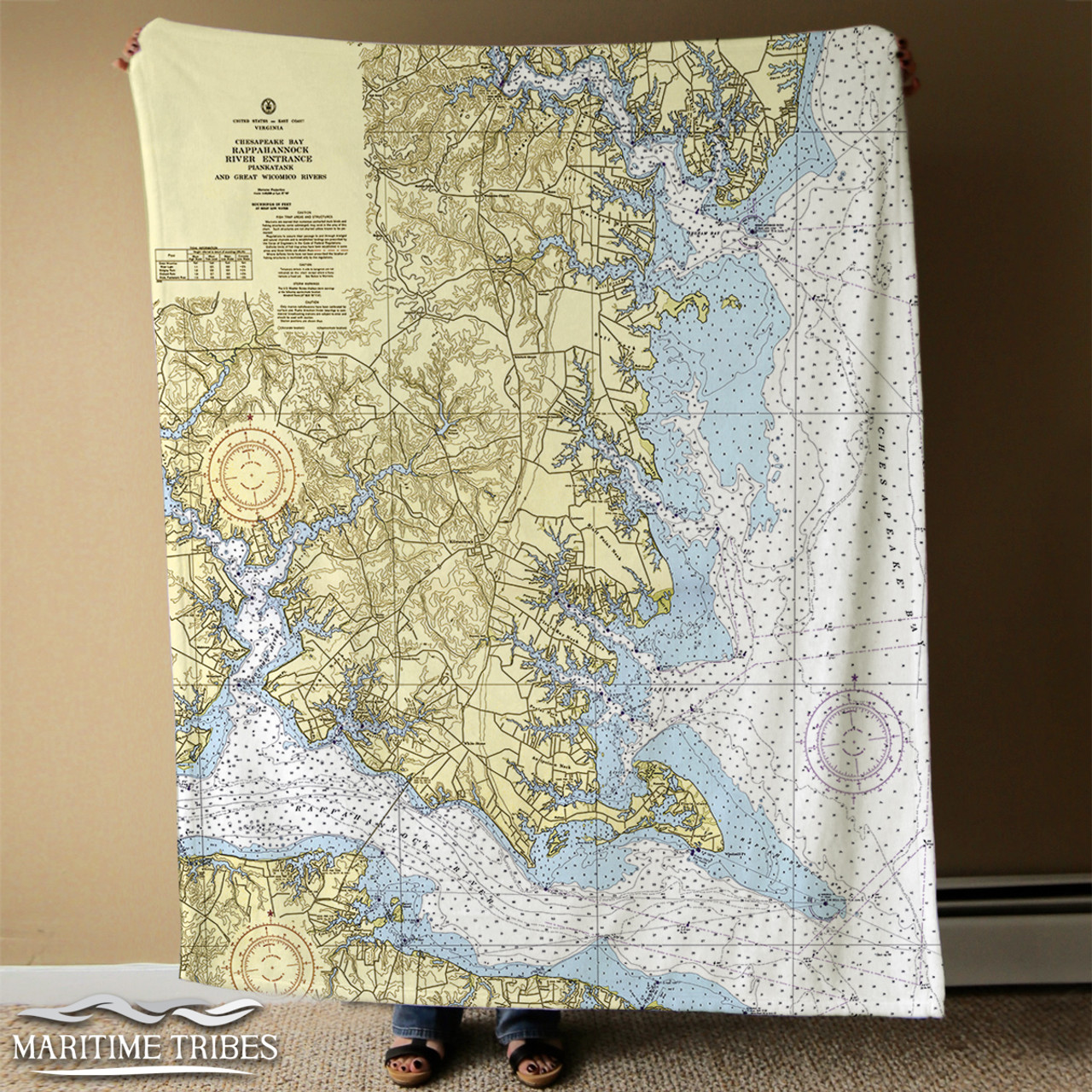 Nautical Chart Blanket - Rappahannock - Northern Neck, VA