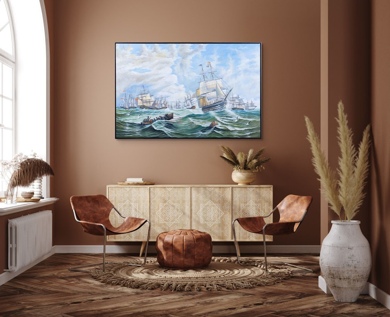 Nautical Oil Painting - The Channel Fleet in Heavy Weather - Lifestyle 2