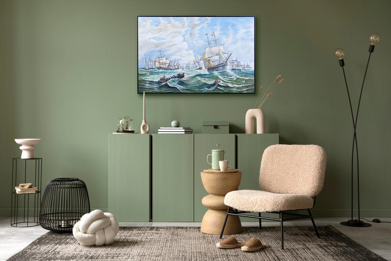 Nautical Oil Painting - The Channel Fleet in Heavy Weather - Lifestyle 5