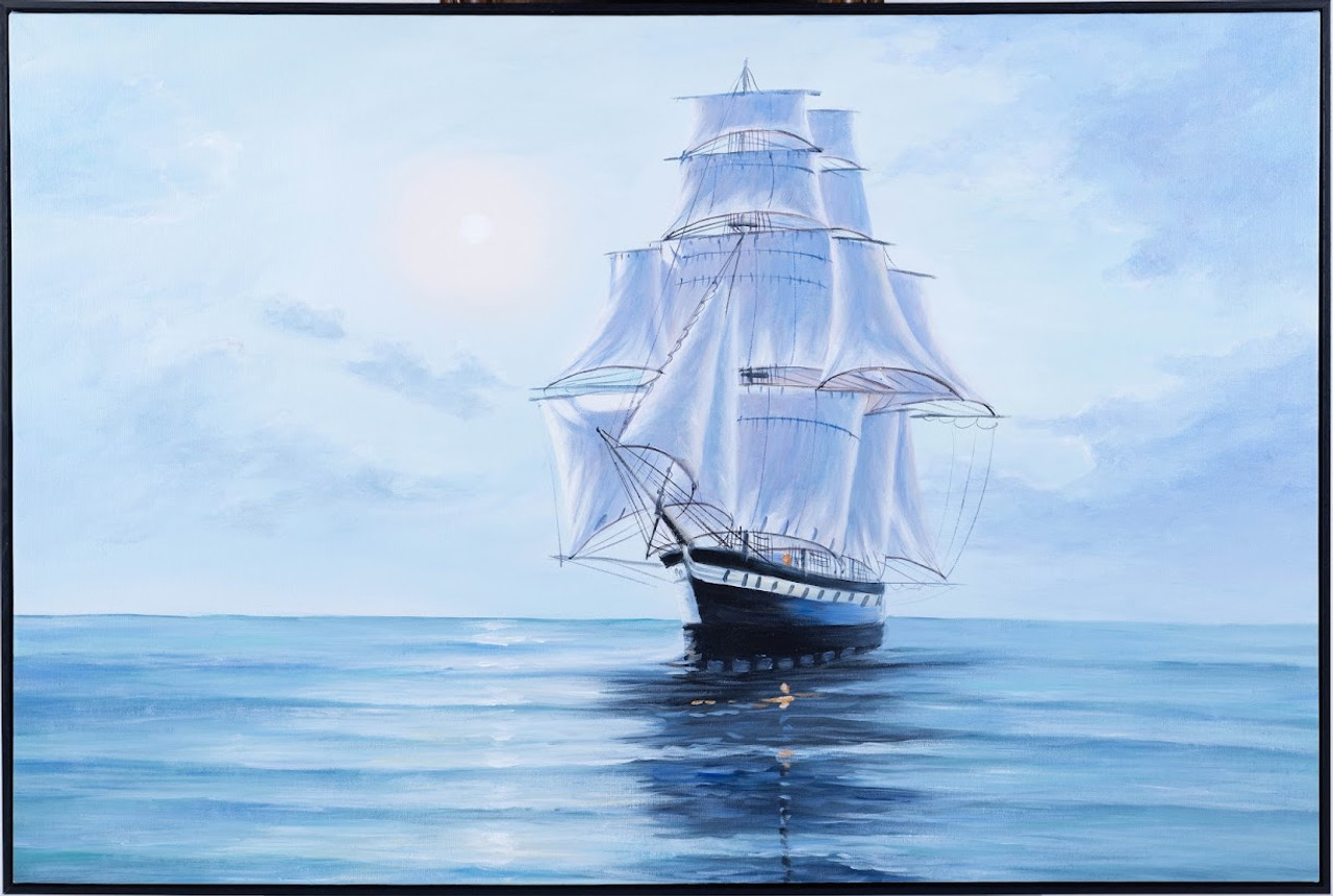 Nautical Oil Painting - Moonlight's Reflection