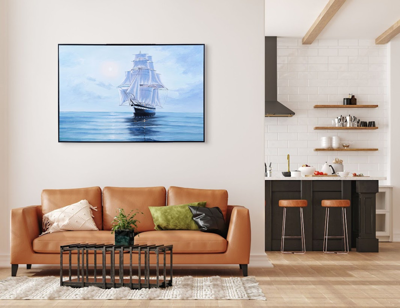 Nautical Oil Painting - Moonlight's Reflection - Lifestyle 1