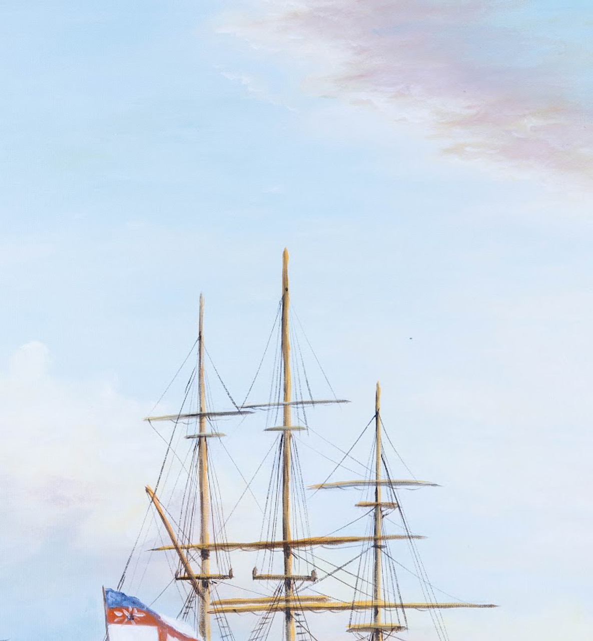 Nautical Oil Painting - H.M.S. Victory in Portsmouth Harbour - Closeup 1