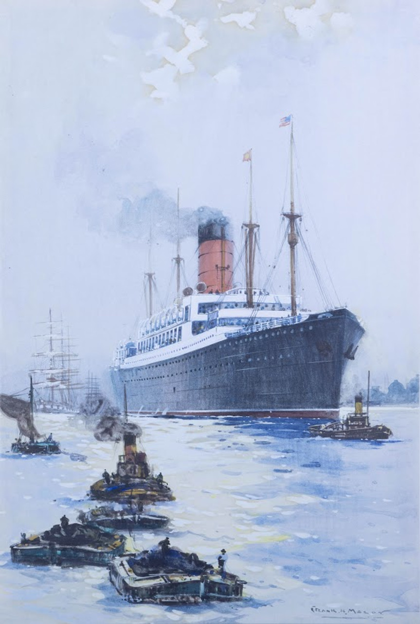 Nautical Canvas Print - The Cunard Liner Carpathia Outward Bound from Liverpool in the Moonlight