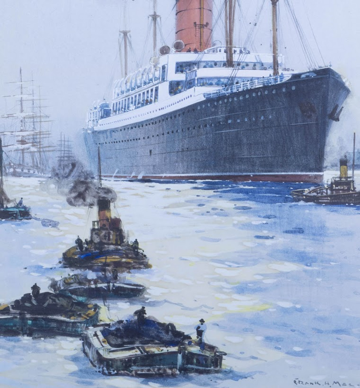  Nautical Canvas Print - The Cunard Liner Carpathia Outward Bound from Liverpool in the Moonlight - Closeup 2