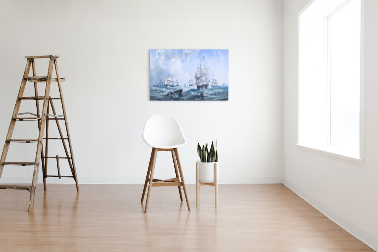 Nautical Canvas Print - The Channel Fleet in Heavy Weather - Lifestyle 3