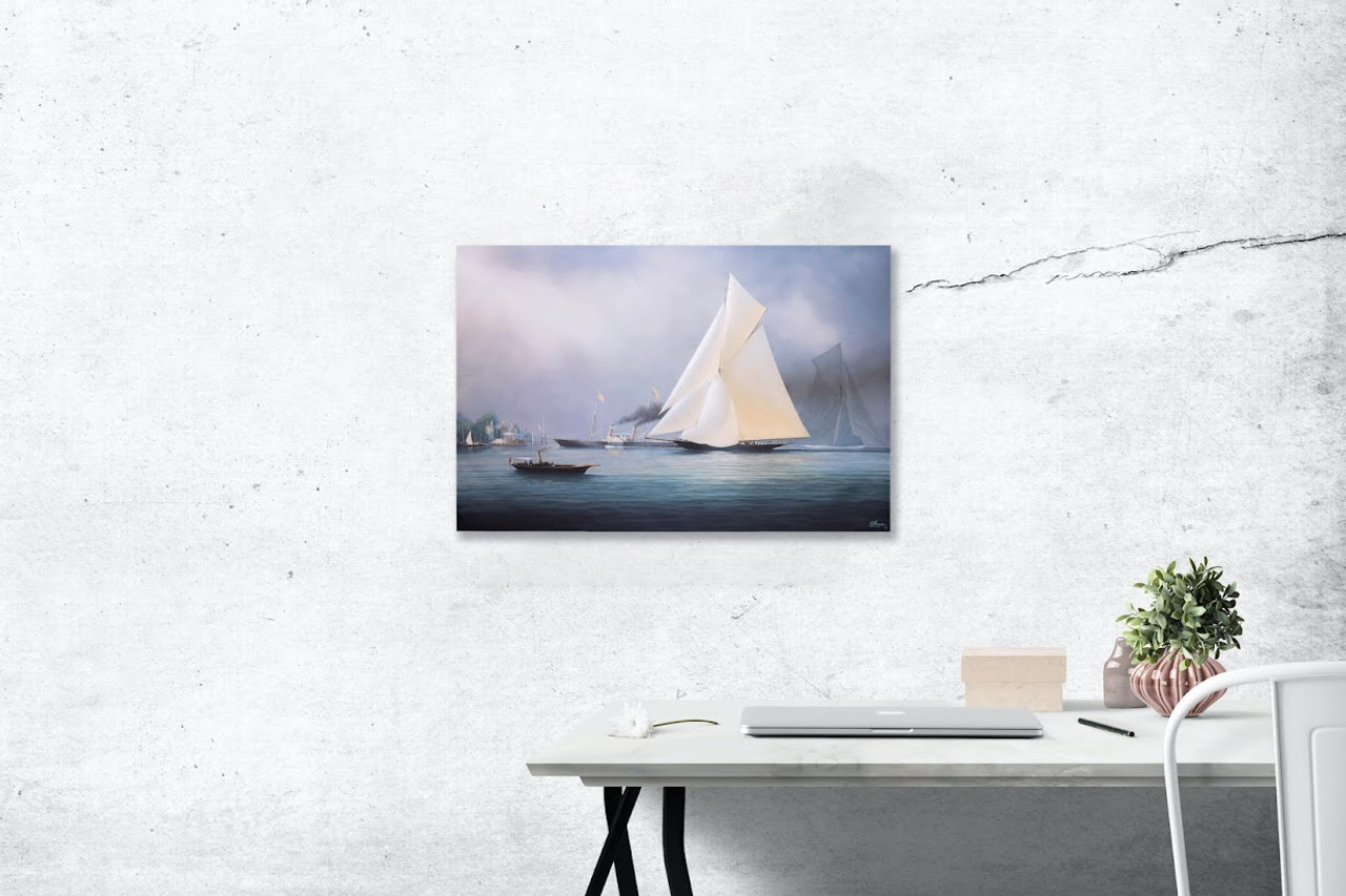 Nautical Canvas Print - Britannia and Vigilant off the Royal Yacht Squadron's Headquarters - Lifestyle 6