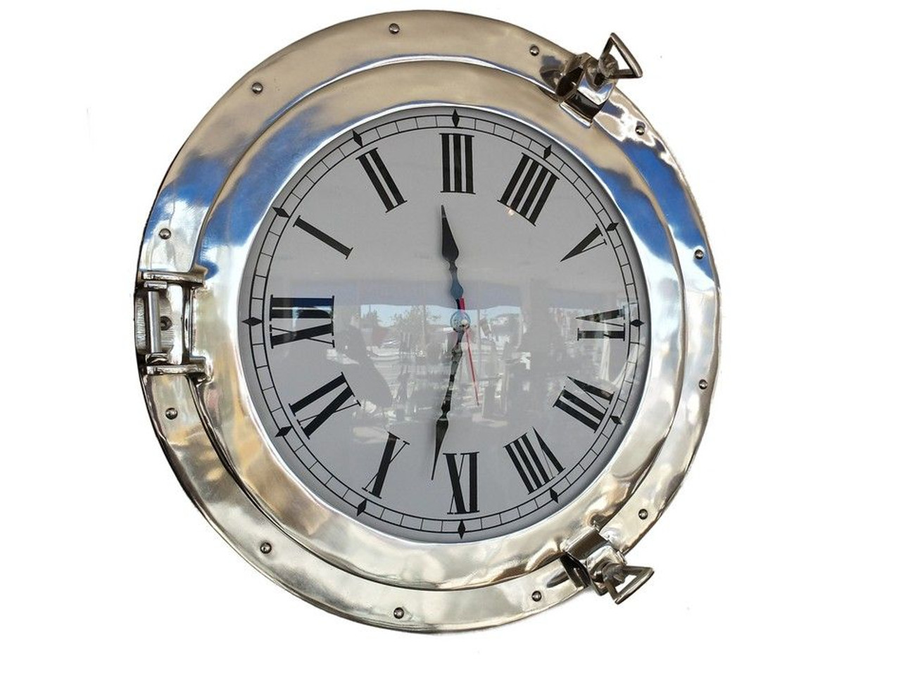 Porthole Clock - Chrome -  Deluxe Class - 20"