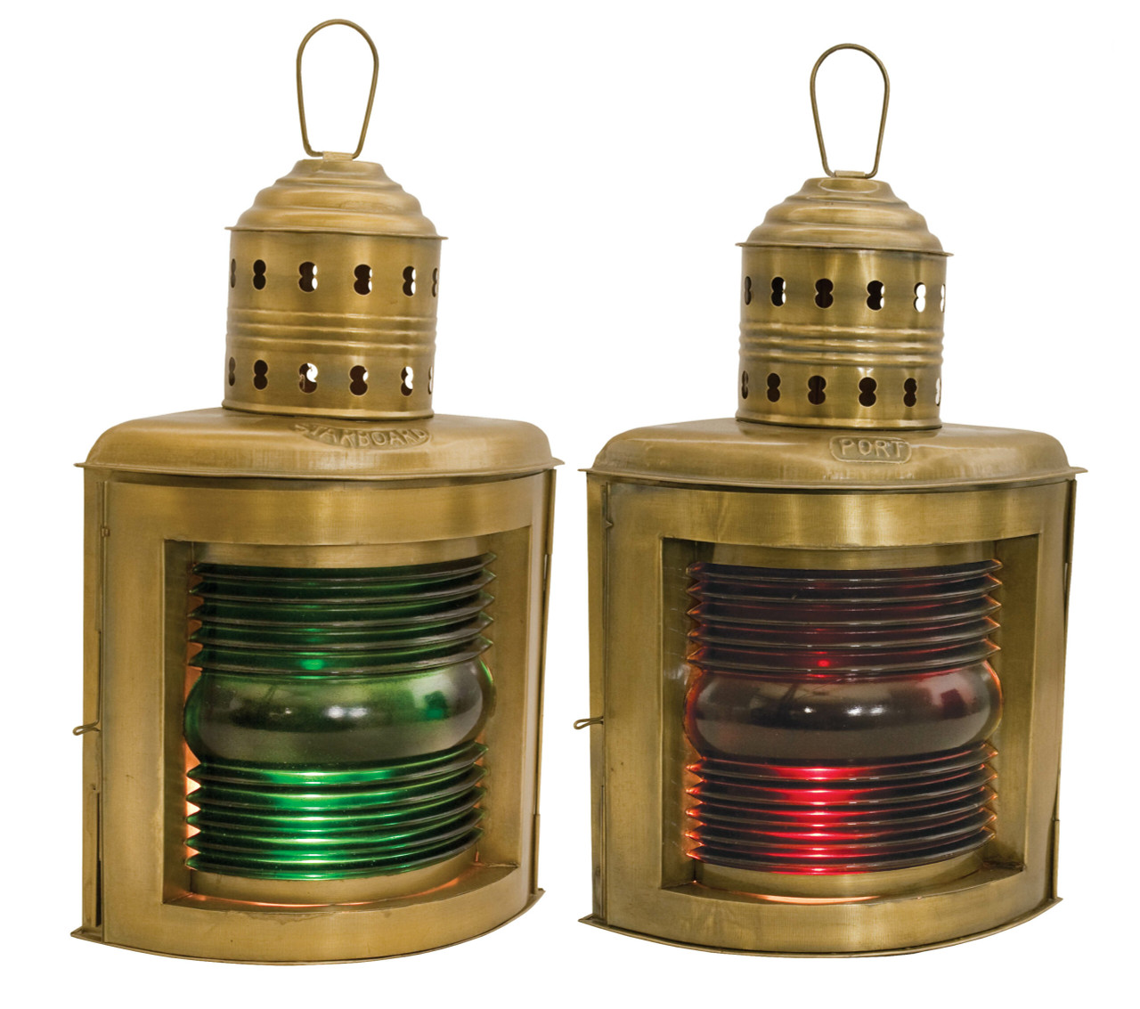 Port and Starboard  Lanterns Antique Brass Finish 14" - Electric