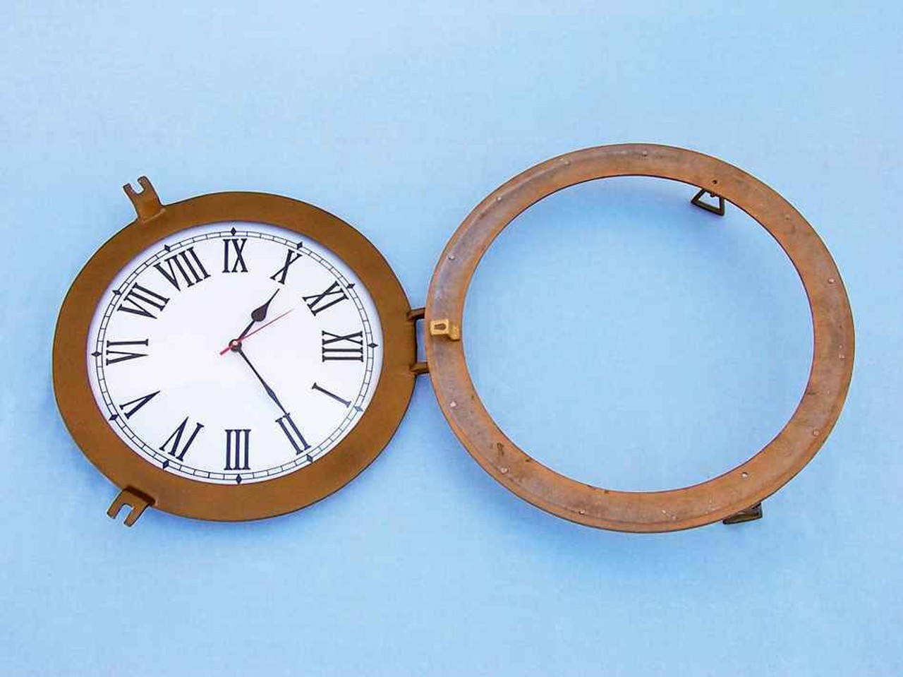 Porthole Clock - Antique Brass Deluxe Class - 17"