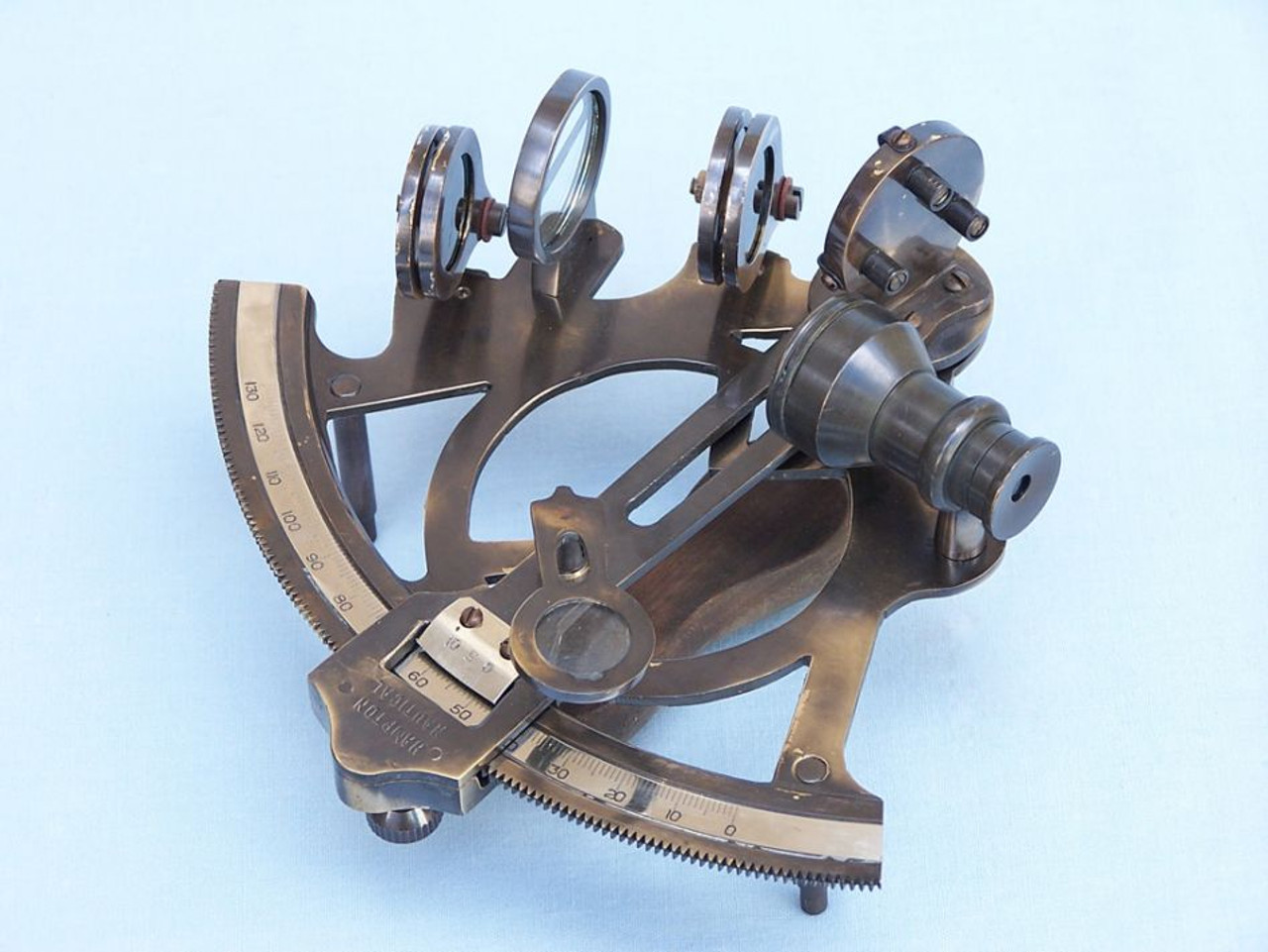  Antique Brass Sextant 7" with Rosewood Box