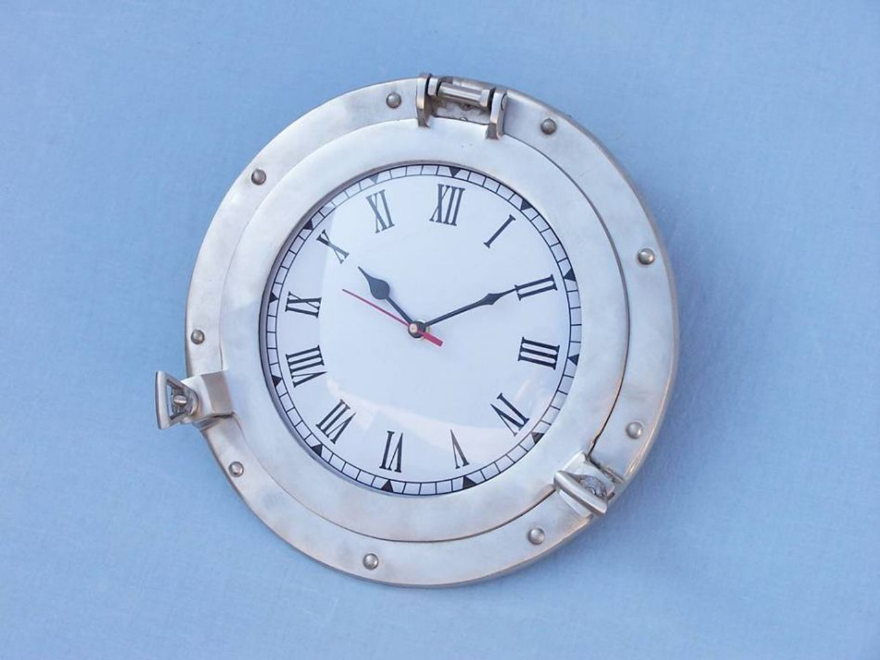 Porthole Clock - Brushed Nickel -  Deluxe Class - 8"