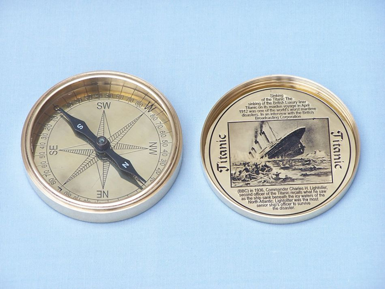 RMS Titanic Compass 4" w/ Rosewood Box - Solid Brass