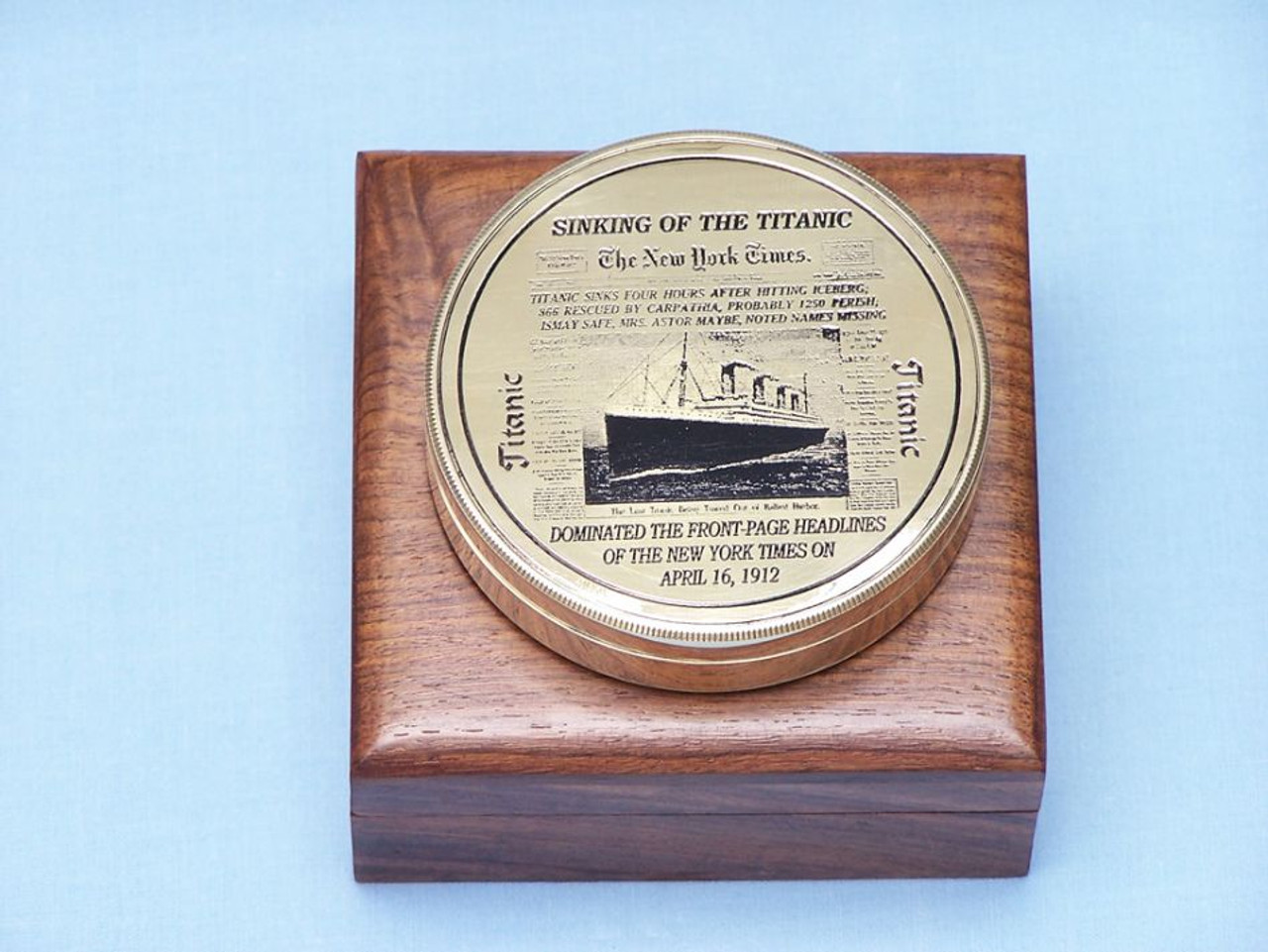 RMS Titanic Compass 4" w/ Rosewood Box - Solid Brass