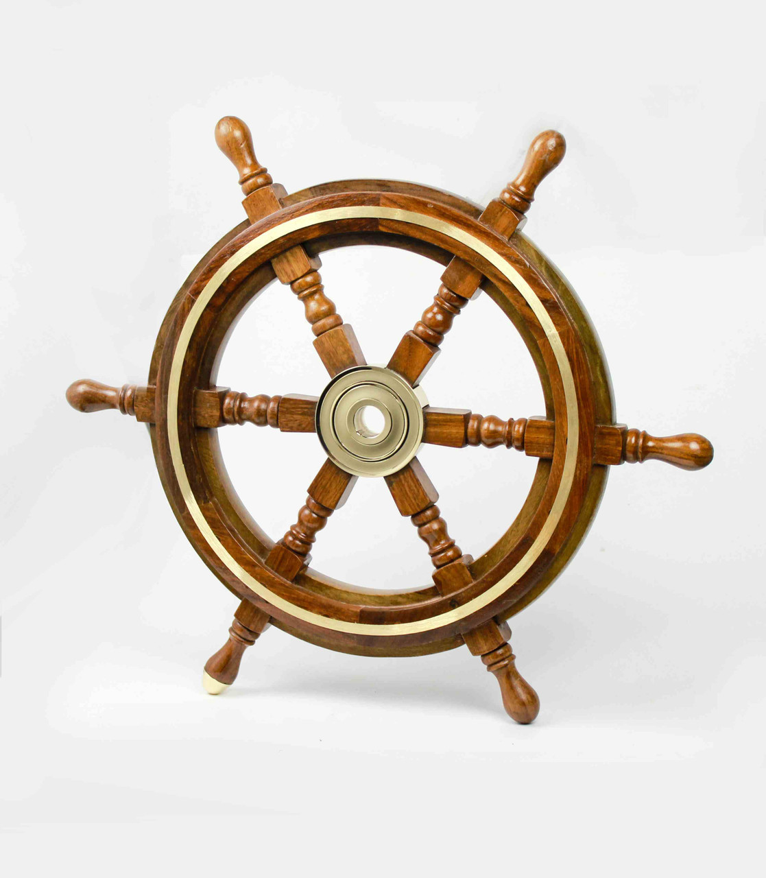 Ship's Wheel - Rosewood Brass - Inlay 24"