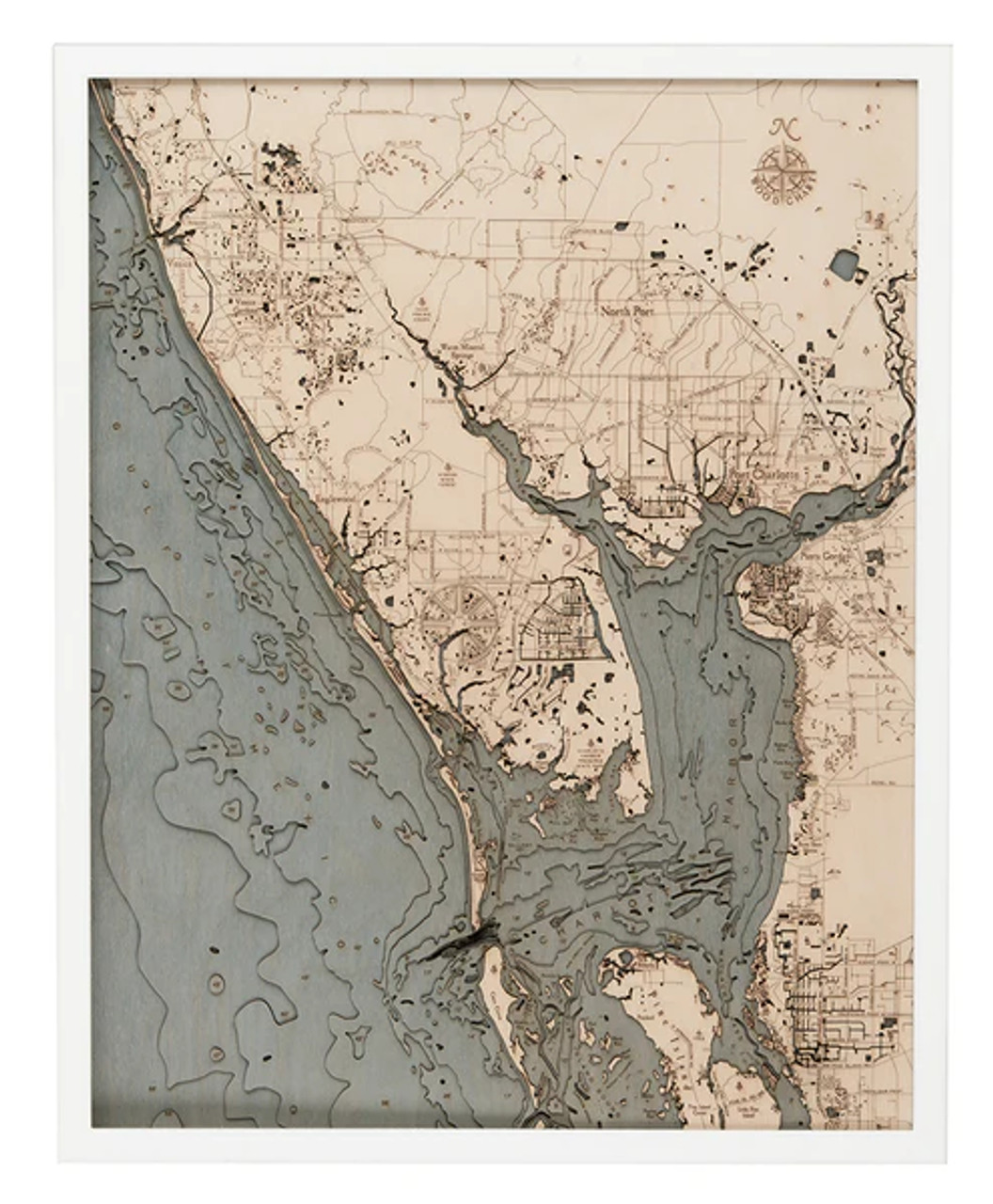 Charlotte Harbor, FL - 3D Nautical Wood Chart