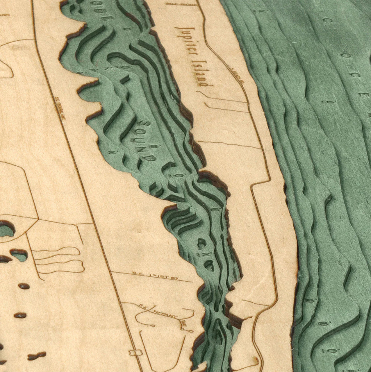 Jupiter Island, FL - 3D Nautical Wood Chart