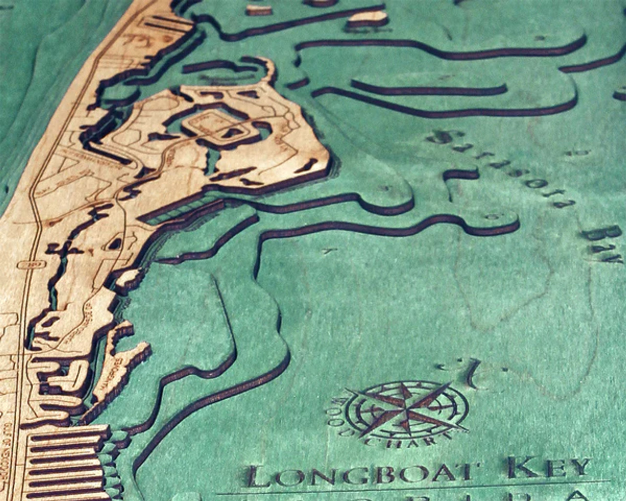 Longboat Key, FL - 3D Nautical Wood Chart