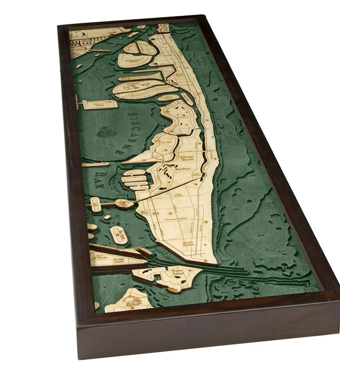 Miami Beach, FL - 3D Nautical Wood Chart