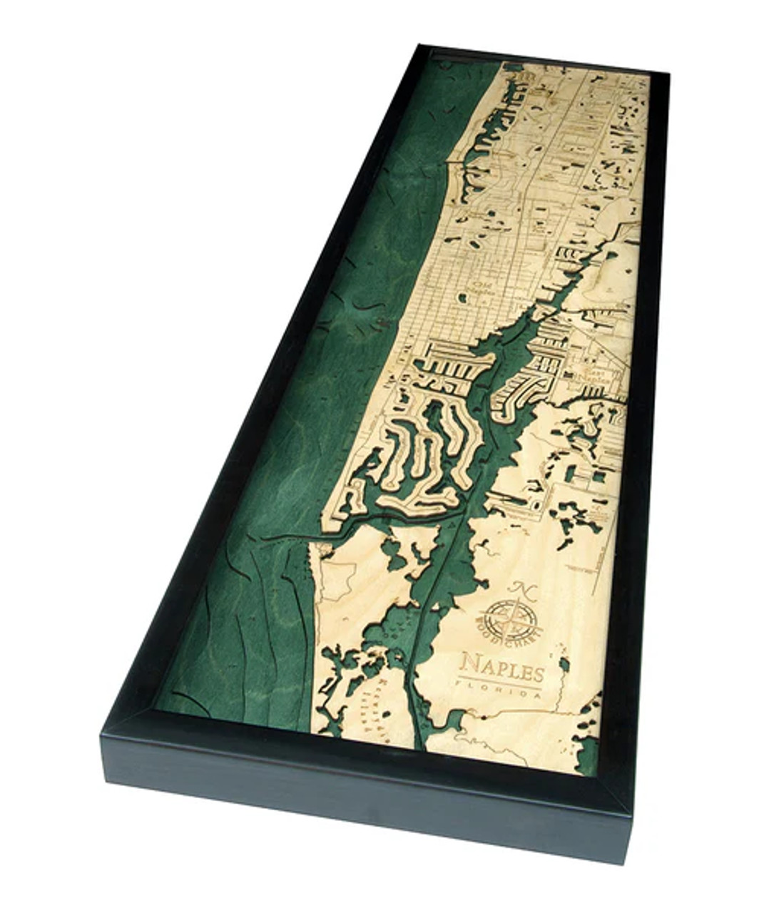 Naples, FL - 3D Nautical Wood Chart