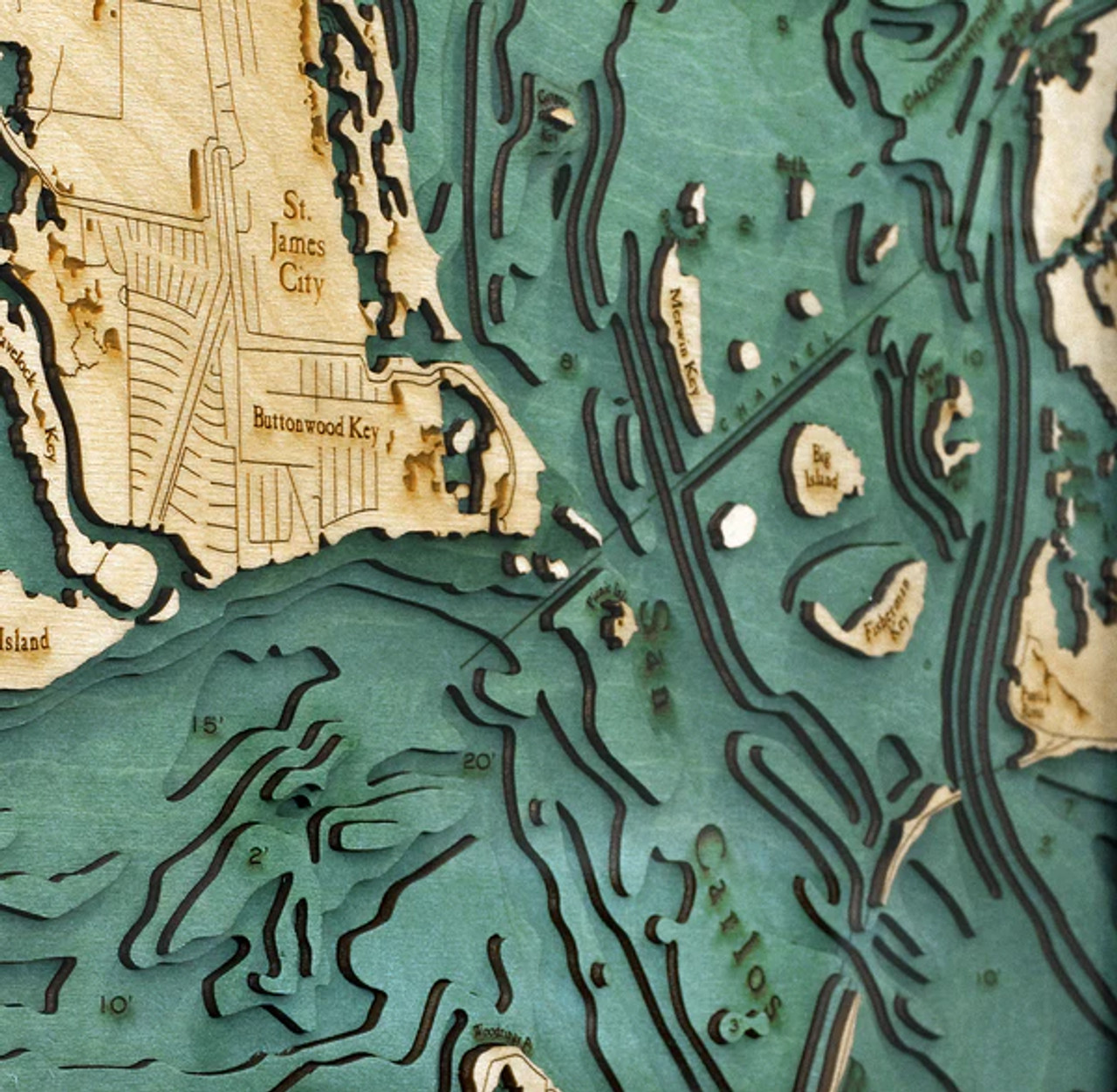Sanibel Island, FL - 3D Nautical Wood Chart