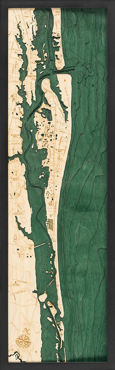 St. Augustine, FL - 3D Nautical Wood Chart