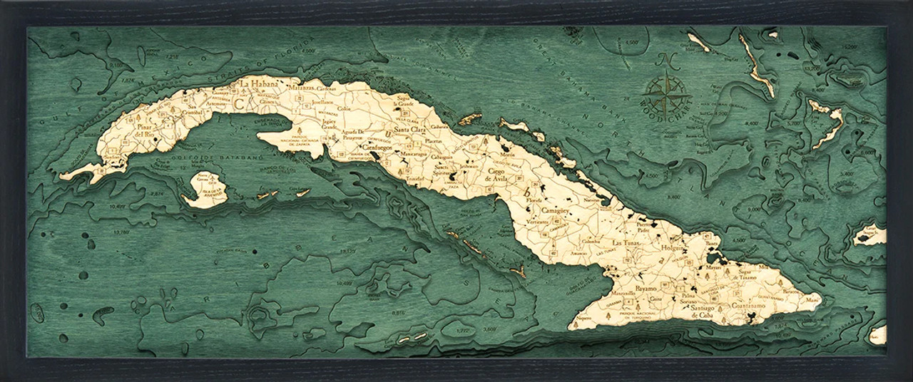 Cuba - 3D Nautical Wood Chart