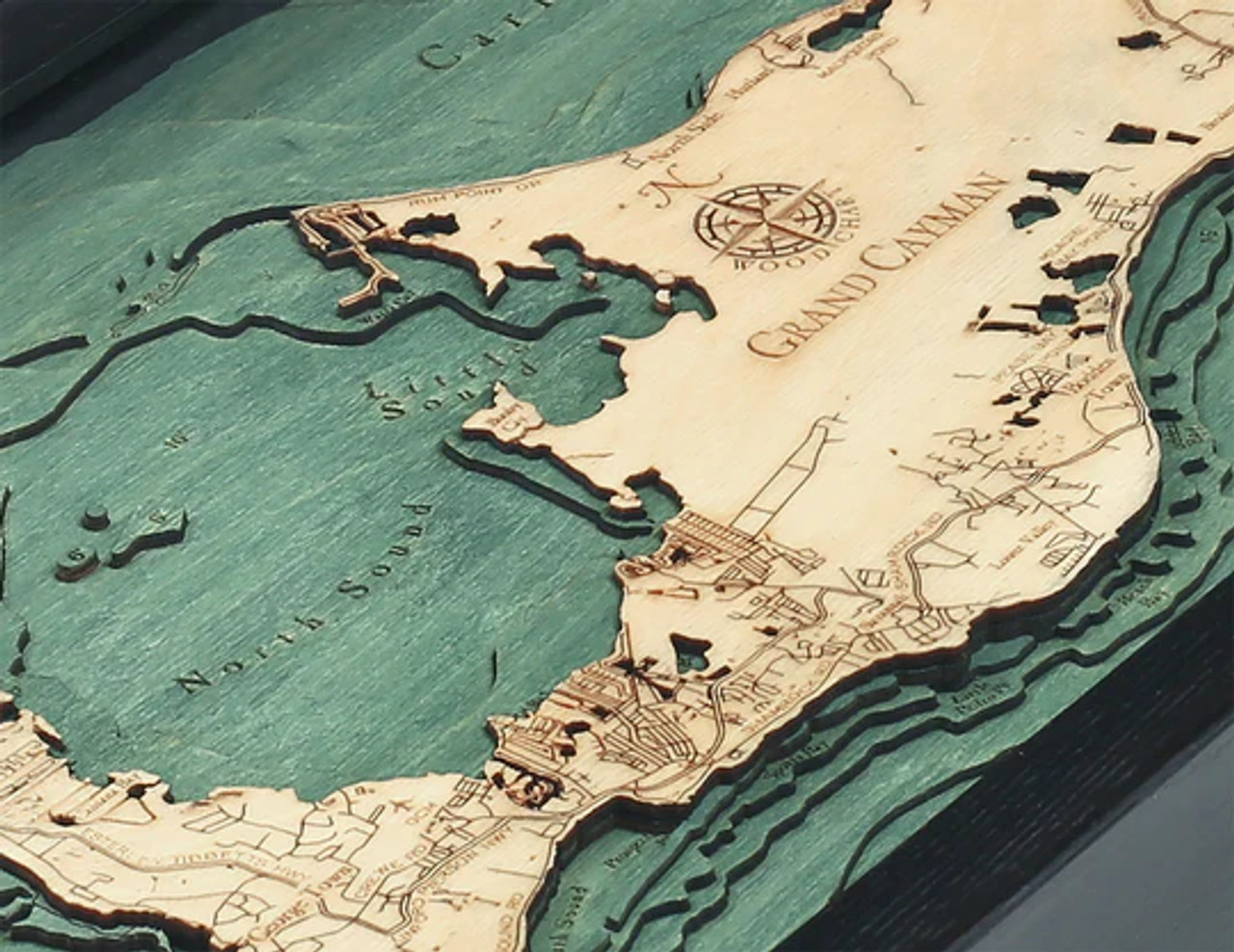 Grand Cayman - 3D Nautical Wood Chart