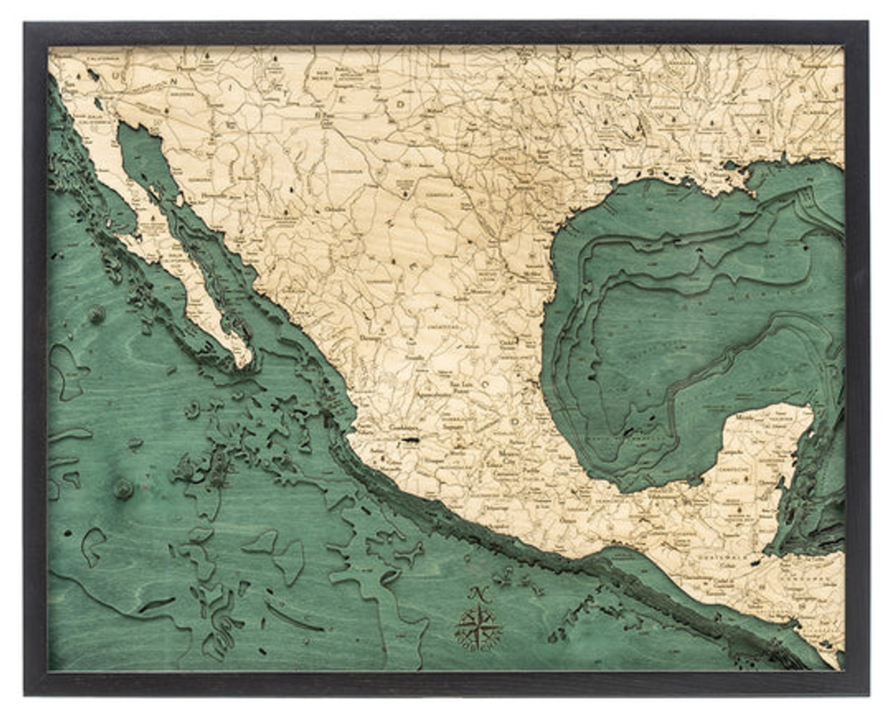 Mexico - 3D Nautical Wood Chart