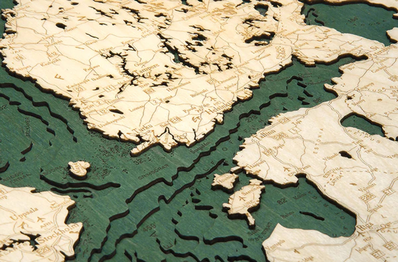 Scandinavia -  3D Nautical Wood Chart
