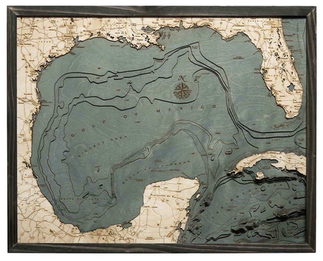 Gulf of Mexico - 3D Nautical Wood Chart