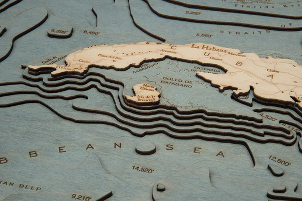 Gulf of Mexico - 3D Nautical Wood Chart