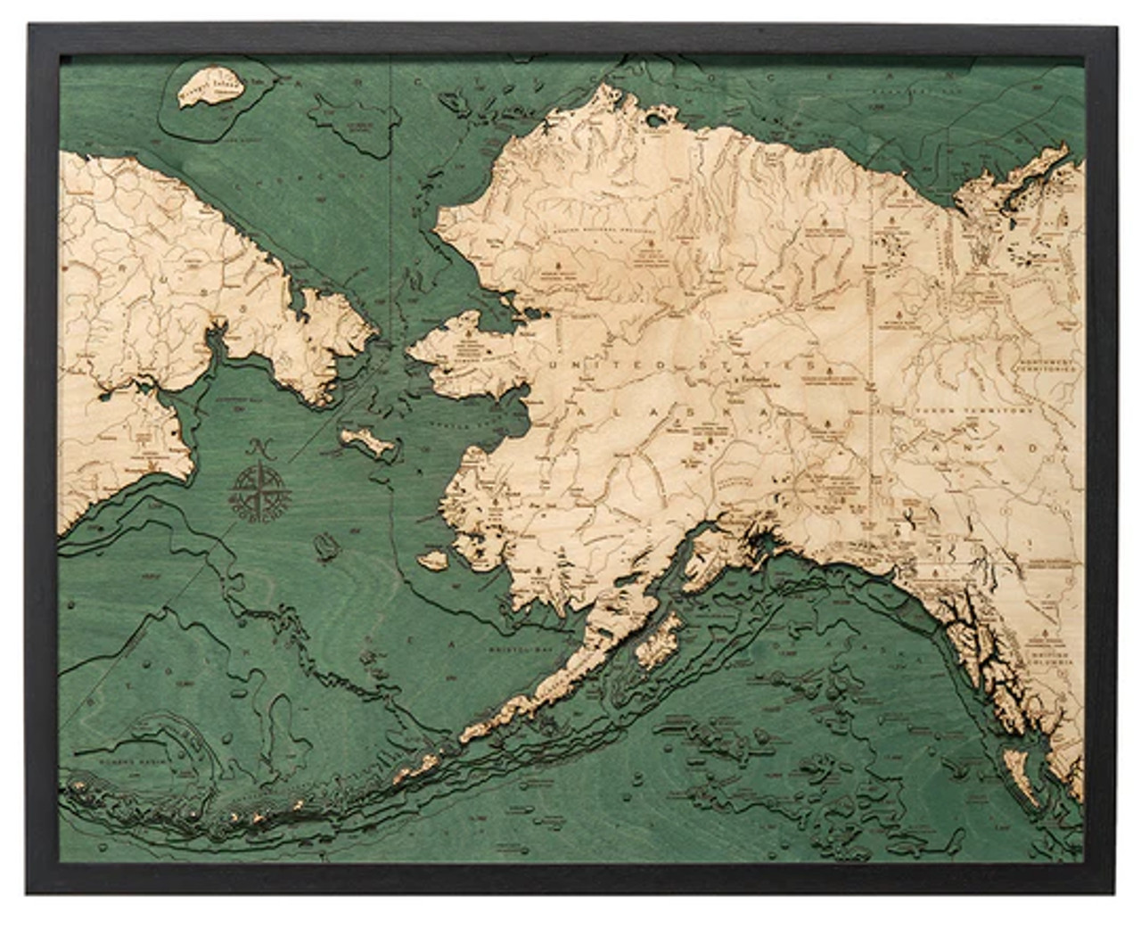 Alaska - 3D Nautical Wood Chart