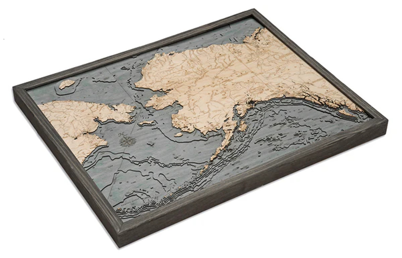 Alaska - 3D Nautical Wood Chart