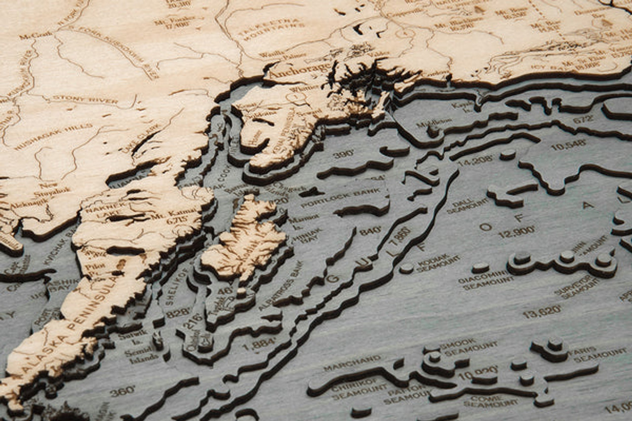 Alaska - 3D Nautical Wood Chart