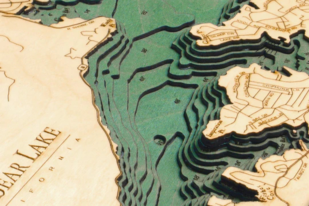 Big Bear Lake, California - 3D Nautical Wood Chart
