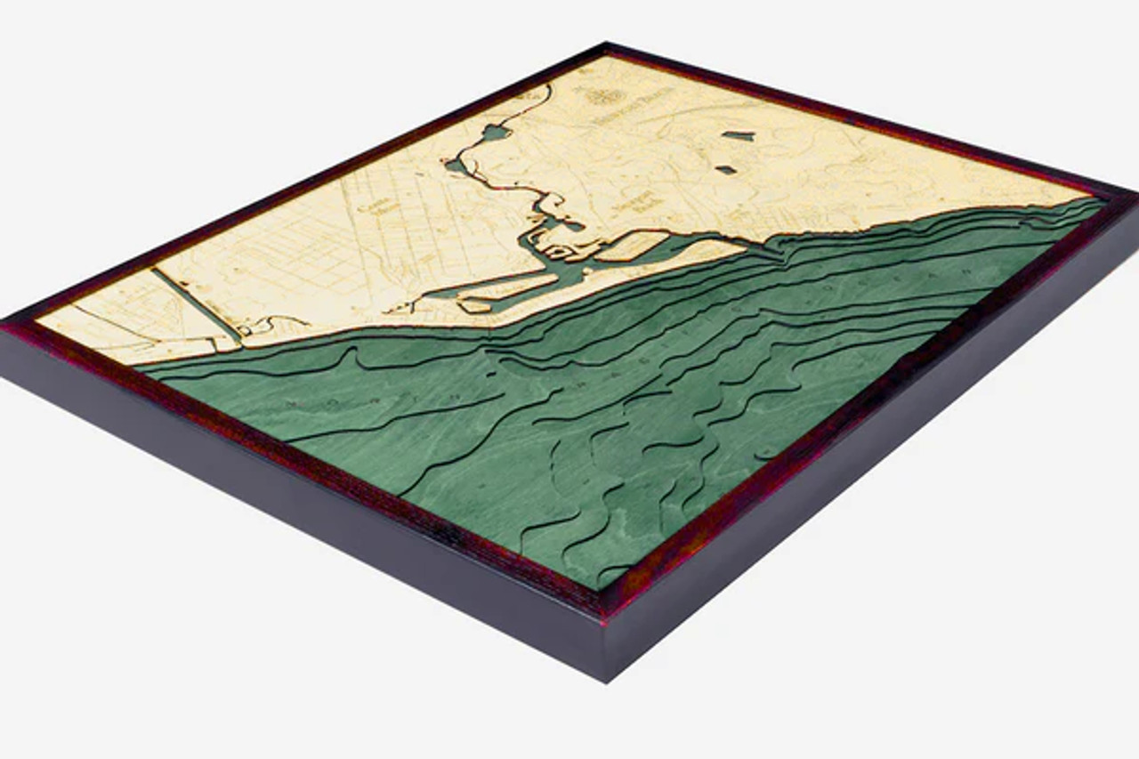 Newport Beach, California - 3D Nautical Wood Chart