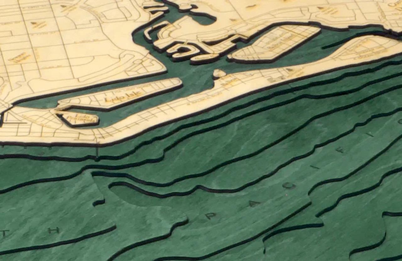 Newport Beach, California - 3D Nautical Wood Chart