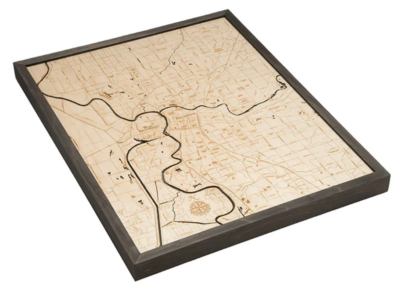 Sacramento, California - 3D Nautical Wood Chart
