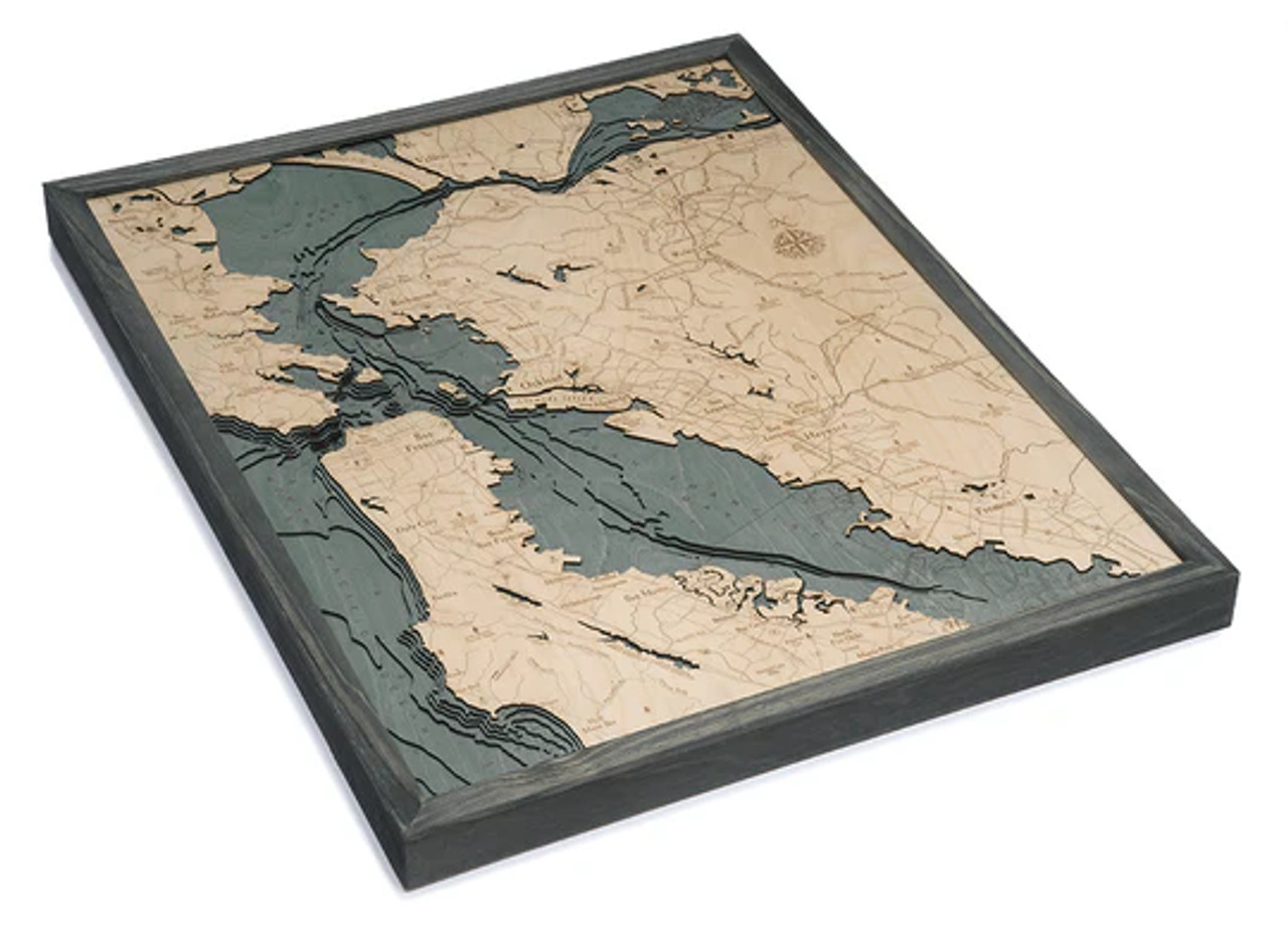 San Francisco / Bay Area, California, Large - 3D Nautical Wood Chart