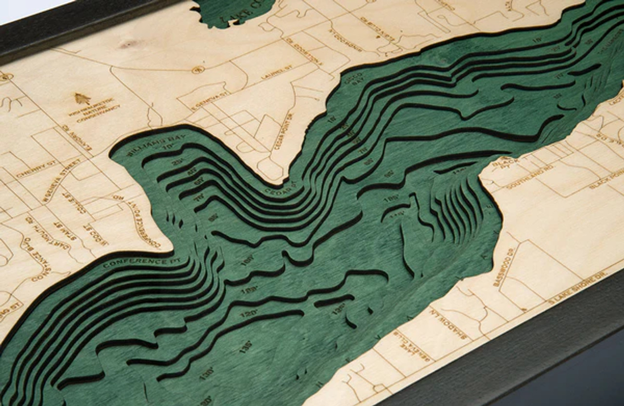 Lake Geneva, Wisconsin - 3D Nautical Wood Chart