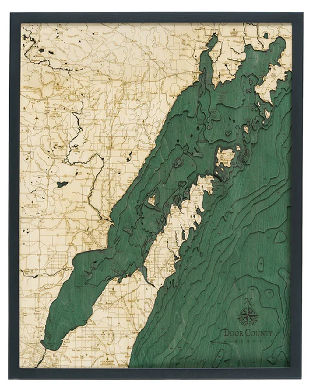 Door County, Wisconsin - 3D Nautical Wood Chart