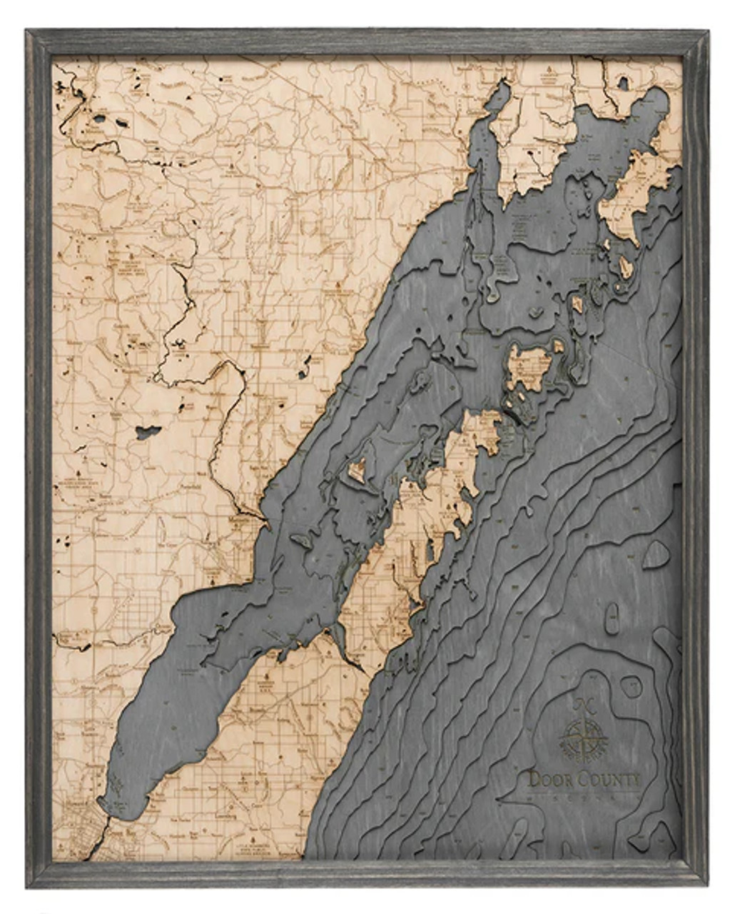 Door County, Wisconsin - 3D Nautical Wood Chart