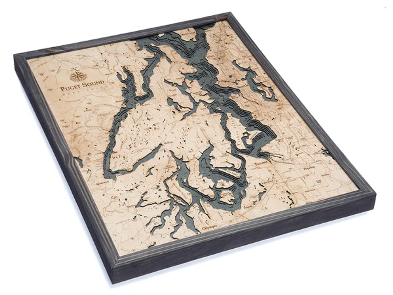 Puget Sound, Washington - 3D Nautical Wood Chart