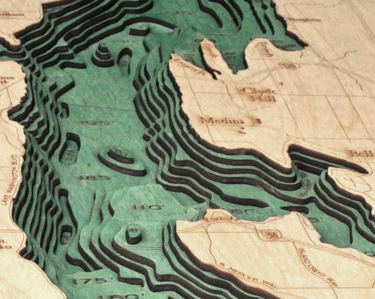Lake Washington, Washington - 3D Nautical Wood Chart