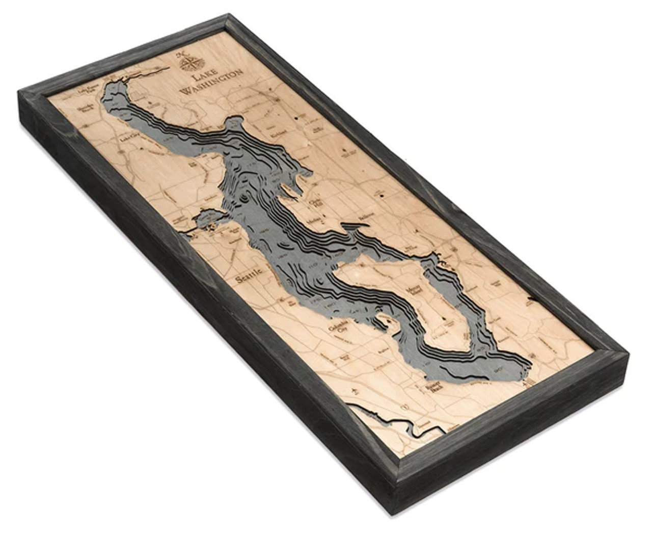 Lake Washington, Washington - 3D Nautical Wood Chart