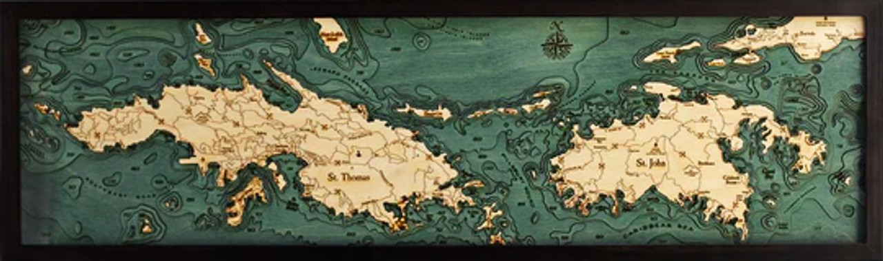 Virgin Islands - 3D Nautical Wood Chart