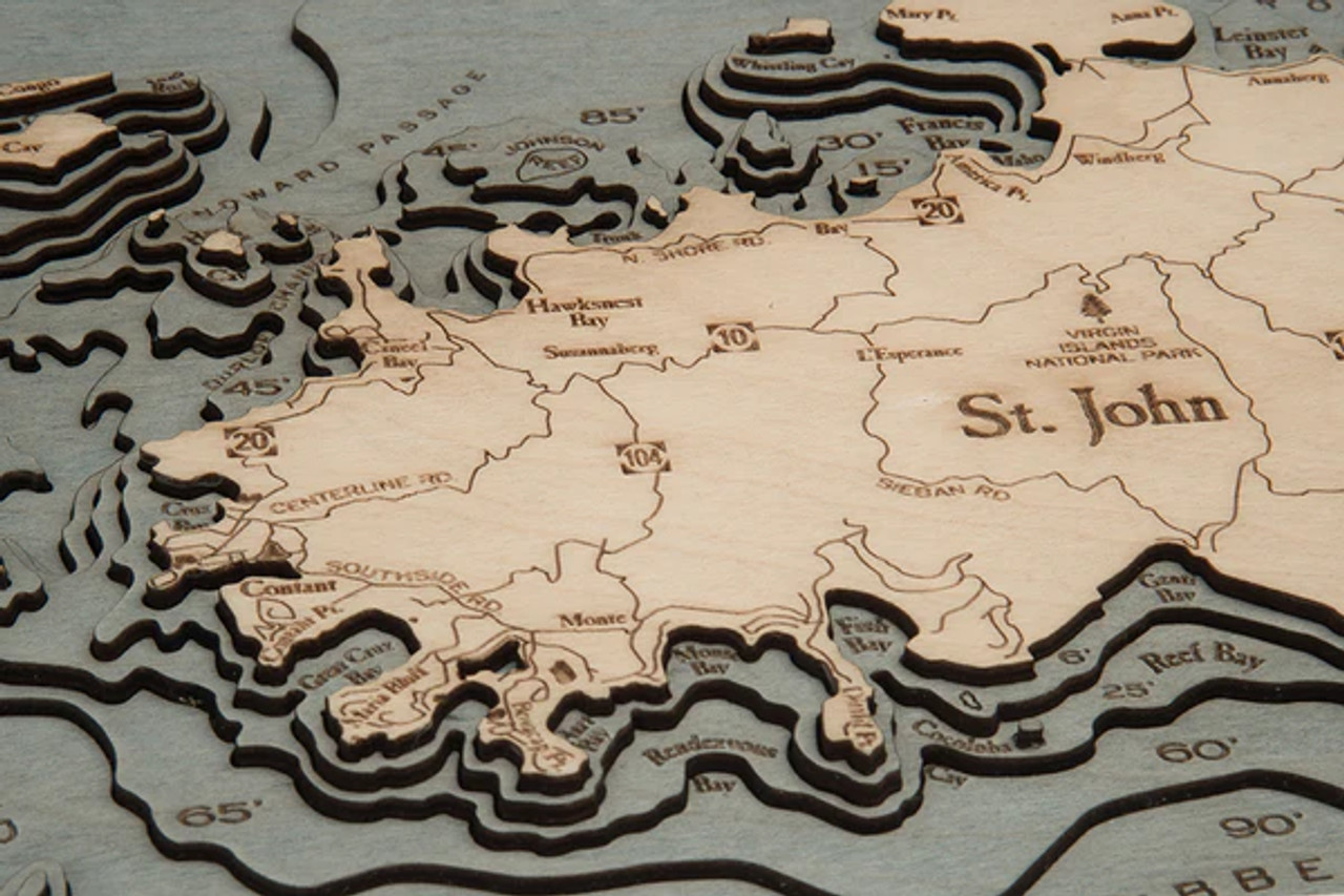 Virgin Islands - 3D Nautical Wood Chart